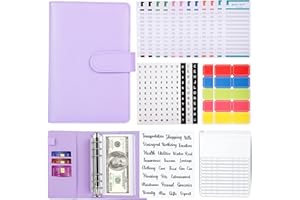 TOUVE Classeur A6 en PU Cuir,Classeur Budget A6,Classeur Budget 12 PVC Enveloppe Budget 12 Feuilles Budget,Budgétisation L'argent Enveloppes Économiser Organisateur avec Fermeture Boucle Magnétique