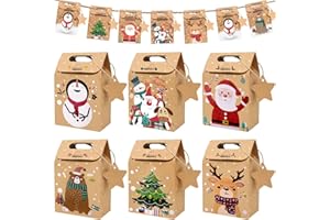 L&W Luck 24 Piezas Caja Calendario Adviento de Navidad Rellenarde Bolsas de Regalo Navidad para Fiestas,Bodas,Calendario de Navidad,Decoración de Navidad DIY (Marrón)