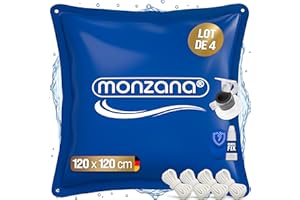 MONZANA® 4X Coussin de Piscine hivernage XL Corde PVC -20°C Double Couture 4 Oeillets Coussin Gonflable Oreiller Piscine Coussin Flottant Valve air