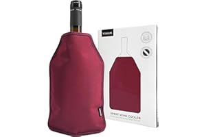 VINAK - Funda enfriadora XPERT para botellas de vino | Enfriador de vino con gel de calidad no-frost | Fabricada con 5 capas aislantes | Banda elástica inferior anticaída (Burdeos)