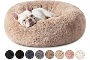 Yurun Hundebett, Katzenbett Haustierbett Weiches Katzenbett Für Kleine Mittlere Hunde Katzenliege Katzenkissen Waschbar Warm Plüsch Flauschig Tierbett in Doughnut-Form - Hellbraun 110x110x20cm