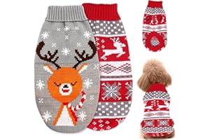 LXYYDS Pull de Noël pour Chat Chien, 2 pièces Pull-Overs Noël pour Chiens, Chiens Chat Noël Tenues Vêtements, Pull pour Chat, Pull Chaud pour Animaux de Compagnie pour Chat et Chiot (XL)