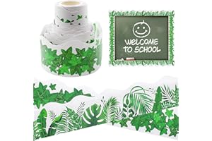 Cinvo Tablero de anuncios con borde de hojas tropicales, hojas de hiedra de doble cara, escritorios, adhesivos de pared para decoración de aula de vuelta a la escuela (3 pulgadas x 55 pies)
