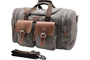 Wildroad Erweiterbar Canvas Reisetasche 50L,Übergroßes Handgepäck,Sporttasche für,Duffle,Weekender Tasche,Reisen Übernachtung Taschen für Damen und Herren mit der Großen Kapazität