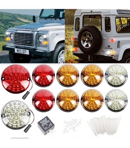 SERTPLAS Defender - Juego De Luces LED Para Faros Delanteros (12 Piezas, Con Certificado E, Para Defender Off-Road Td4, Td5 90/110