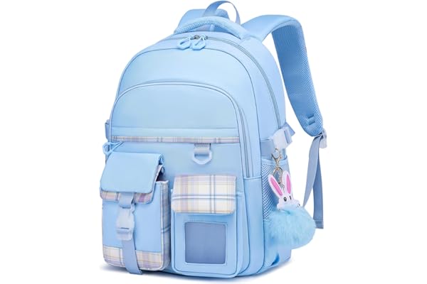 KEBEIXUAN Cartable Fille Primaire Kawaii, Sac à Dos Scolaire pour Enfants 6-11 Ans (CP au CM2) - Sac d'École Léger et Respirant pour Filles, Bleu