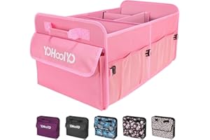 YOHOOLYO Organizador Maletero Coche Plegable 72L Gran Capacidad Organizador de Maletero Almacenaje Coche Compartimento Multifuncional, Impermeable, Antideslizante Rosa