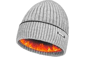 WEITOO Beanie for Men, Stretchy Soft Cuffed Knit Beanie with Thick Warm Lining,Unisex Winter Hat,Gifts for Men Women