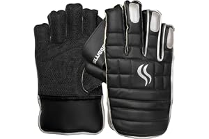 SLUGGER Corporate Wicket Keeping Gloves for Cricket Premium Leather Superior Grip, Protection & Comfort Professional Cricket Gloves for Men Black