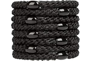 AXEN 8 elastici per capelli per donne e ragazze, in morbido cotone, per capelli spessi e ricci, colore nero