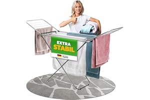 VELORA ® Wäscheständer Silber 18 m Trockenfläche - Wäscheständer platzsparend mit rutschfesten Füßen - Klappbarer Flügelwäscheständer - Wäschetrockner