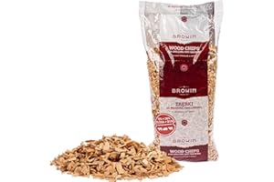 Browin 780204 Smoking Chips, Ideal Smoke Aroma for Grilling, Smoking and Barbecue - Natural, Beech, Alder, 750 g, Brown, 6 x 18 x 37 cm (Class 8, 6-8 mm), 750 g