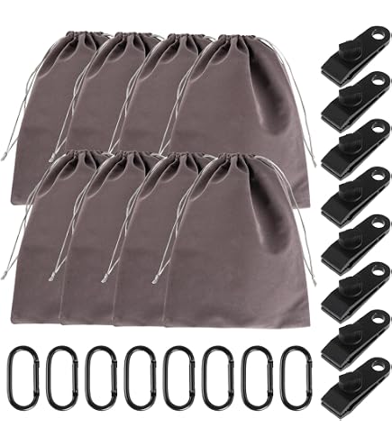 Lot De 10 Poids Pour Tonnelle, Gazébo Ou Nappe De Table - Sacs Lestés Anti-vent Avec Mousquetons Et Clips