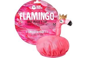 ‎BEAR FRUITS Bear Fruits Flamingo Glatt + Weich Haarmaske mit Haube, 20 ml