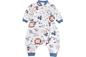 Chilsuessy Saco de dormir para bebé con perneras, 1,5 tog, para todo el año, algodón, manga larga, saco de dormir con perneras, para niños y niñas