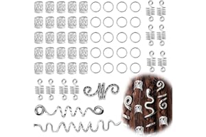 NUDFSY 58 Pcs Hair Rings Dreadlock Accessories Hair Rings Spiral Dreadlocks Hair Beads Good Ductility Hair Braid Rings Clip Pendants Everyday and Festive Dreadlocks Accessories for Hair Braiding