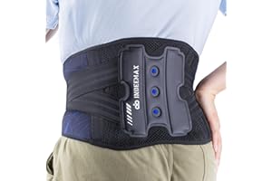 INDEEMAX Low Back Support Belt for Man and Women, Breathable Lumbar Support Belt for Sciatica, Scoliosis, Herniated Disc, Ergonomic Back Brace for Daily Work with 4 Support Strips, L