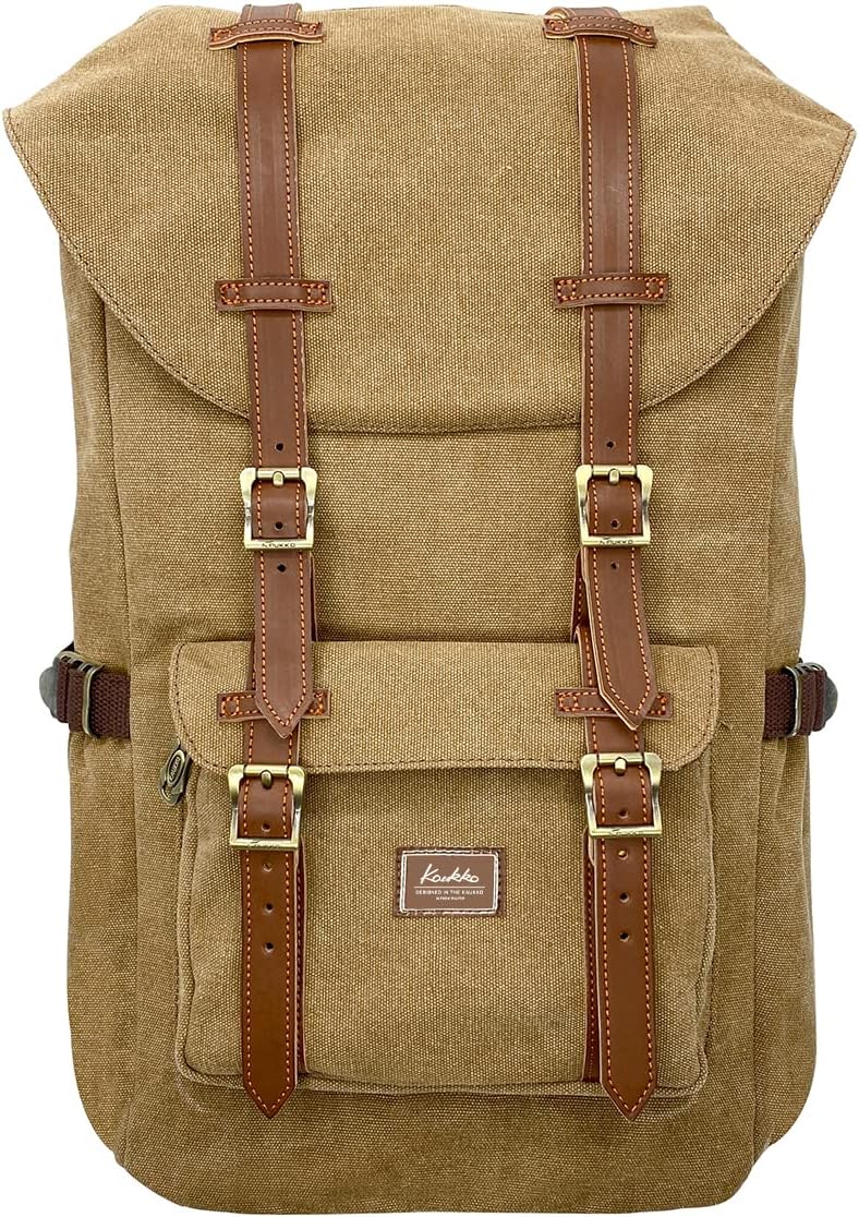 KAUKKO Mochila unisex para estudiantes de 17 pulgadas para portátil de 15 pulgadas, mochila informal, mochila para senderismo, 47 cm, 22,4 L, (caqui) (Naranja) - EP5AApricot