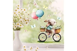 ‎WANDTATTOO LOFT Fensterbild Frühling Ostern wiederverwendbar Fensteraufkleber Kinderzimmer/Hase Fahrrad (1140) / 1. A4 Bogen