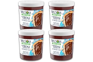 Valsoia - Crema alle Nocciole 100% Vegetale, Ricca di Fibre, Senza Glutine e Olio di Palma, Naturalmente Senza Lattosio, Ideale anche per Vegani, Vegetariani e Celiaci, 4 Confezioni da 200 g