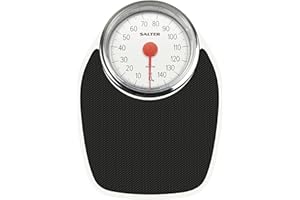 Salter 195 WHKR Balanza Mecánica De Baño Con Capacidad Máxima De 150 kg, De Estilo Médica, Fácil de Leer, Plataforma de Metal Resistente, Con Diseño Retro, Medidas En Kilos Solo, Blanco/Negro