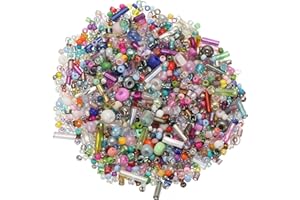 M METERXITY 1000-Pack Mixed Glass Seed Beads, 1-4mm/0.04-0.16 Inch Tube Mini Glass Bugle Beads for DIY Earrings/Necklaces/Bracelets/Jewelry Making [Mixed Colors]