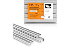 CHINA-TOP SILVER KIMSING Grapas de anillo de cerdo 304SS de calibre 15, corona de 19 mm, 1000 piezas/paquete, clips tipo C para jaulas, cercas, sujeción