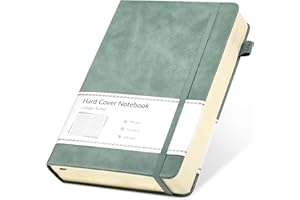 CAGIE Lined Journal Notebook, 320 Pages College Ruled Notebook, 100 Gsm Paper Thick Journal, B5 Hardcover Leather Journals for Writing, 7.6x10In, Green