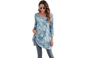 Enmain Maglietta a Maniche Lunghe con Girocollo da Donna Tunica Top Casual Camicette Maglietta Donna Lunga