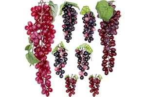 Attuslla 8 Bunches Artificial Grapes Set, Simulation Purple Grapes Decorative Grapes Hanging Ornaments for Wedding Party Home Decoration Photo Props