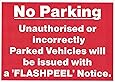 No Parking Sign with Hard to Remove and Easy to Remove Warning Stickers (5 Each)