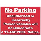 No Parking Sign with Hard to Remove and Easy to Remove Warning Stickers (5 Each)