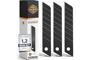 KRAFTFELS 25x Cuttermesser Klingen 18mm SK5 - Teppichmesser Klingen Cuttermesser aus hochwertigem Carbonstahl - Gehärtet & ultra scharf - Abbrechklingen 18mm für Cutter Messer - Ersatzklingen Cutter