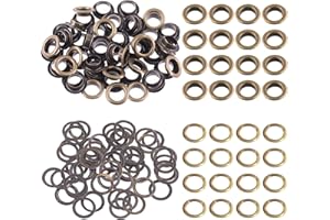 Swpeet Kit d'œillets en bronze, 12 mm, œillets métalliques épais pour la réparation de toile, cuir, rideaux, 100 sets, 200 pièces