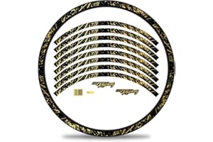 Finest Folia Set di 16 adesivi per cerchioni da bicicletta, in design racing, set completo per bici da corsa, mountain bike, mountain bike, bici RX025 (oro metallizzato, opaco)