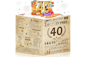 AWRMOO 40th Birthday Cards Funny 3D Pop Up gifts with Envelope for Women Men Anniversary Party Decorations Born In 1985 40 Year Old Poster Vintage Greeting Card for Mum Dad Daughter Sister Brother Friend