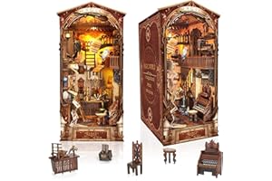 Collazoey Book Nook Kits,DIY Casa Libros de Madera,Rompecabezas de Madera 3D,con Sensor de luz LED,Regalo de cumpleaños para Adolescentes y Adultos,día de San Valentín(Mundo mágico)