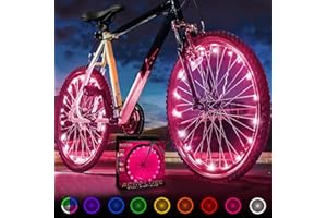 Activ Life Éclairage LED pour Roue de vélo : Visible sous Tous Les Angles pour Une sécurité et Un Style ultimes – Piles incluses, Lot de 2 pneus, Rose