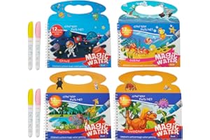 ALPPIHYM Juego de 4 libros para colorear con agua mágica - Libros para colorear con agua reutilizables con efecto de color y magia - ¡Para una diversión sin límites con los libros para colorear Water Wow!