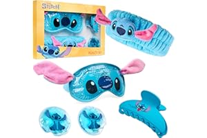 Disney Stitch Maschera Occhi Freddo, Bellezza Accessori Set - Regalo Donna (Blu)