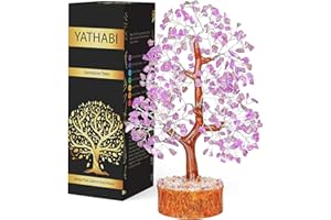 YATHABI Amethyst Money Tree - Purple Gemstone - Spiritual Charm - Chakra Tree - Crystal Decor (10-12 Inch Approx.)