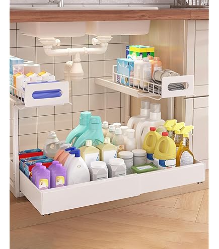 homicozy Keukenorganizer voor onder de gootsteen, 2-laags metalen homicozy Keukenorganizer voor onder de gootsteen, 2-laags metalen