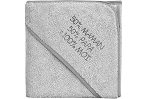 NOSBEBES ® Sortie de bain bebe, avec gant, brodé Fabriqué en EUROPE, cap de bain bebe, peignoir, 100% COTON, Serviette de Bain Bébé, cadeau naissance (GR100)