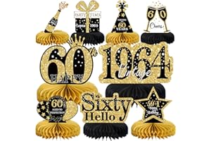 Voxisroma Deko 60. Geburtstag Männer,9 STK Schwarze Goldene Bienenwabe Mittelstück Tischdeko Geburtstag,60 Geburtstag Deko,60 Geburtstag Party Deko Für Frauen und Mann,Geschenke Für Männer Geburtstag