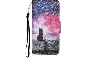 UNICHTHY For iPhone 14 Pro Max Phone Case Flip Colourful Printing PU Leather Shockproof Wallet Case Stand Magnetic Folio Silicone Protective Cover Shell for iPhone 14 Pro Max Galaxy Cat
