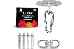‎LUBUR Lubur Premium Deckenhaken - 300 kg belastbare Schwerlasthaken - Geeignet als Deckenhalterung für Hängesessel & Boxsack - Edelstahl Decke Haken - TÜV SÜD geprüfte Deckenbefestigung (1er-Set)