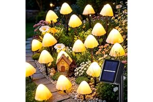 Cozymeow Solcellsbelysning för trädgård 5M 20 LED svamp-solcellsbelysning för utomhus, 2 lägen vattentäta marklampor för väg