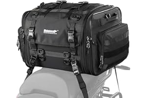 ENJOHOS Bolsa Moto Asiento Trasero Expandible 40-60L Bolsa Trasera Moto Impermeable Maletas Bolsa de Viaje de Cola para Motocicleta con Estuche de Lluvia y Bandolera, Negro