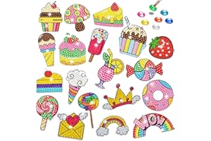 HANIUTTY 5D Diamond Painting Sticker Set,19 Stück Diamond Painting Bastelset Diamant Aufkleber Kit Diamant Painting Bilder Farbemädchen Junge Geschenk