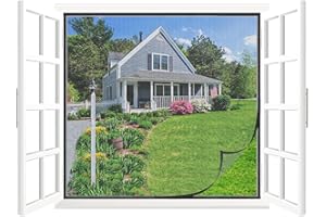 Cinkee Moustiquaire de Fenêtre 100 x 120 cm, Moustiquaire Transparente pour Portes de Balcon, Jardin, Fixation Auto-Adhésive Innovante,Sans Perçage ni Vissage - Noir